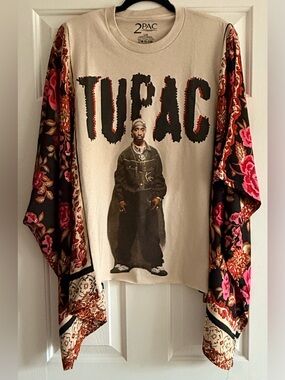 Custom Upcycled TUPAC Poncho Top OSFM